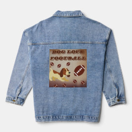 Chaqueta Vaquera Fútbol de perro marrón lindo partido de mujeres