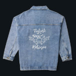 Chaqueta Vaquera Futuro botánico Sra. Bridal Shower Gift<br><div class="desc">La clásica chaqueta de denim con un moderno guión de caligrafía "Future Mrs." rodeado de anillo y corazones bodas,  incluido un ramo botánico de flores,  es el regalo perfecto para el boda y el placer de la bella novia.</div>