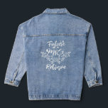 Chaqueta Vaquera Futuro botánico Sra. Bridal Shower Gift<br><div class="desc">La clásica chaqueta de denim con un moderno guión de caligrafía "Future Mrs." rodeado de anillo y corazones bodas,  incluido un ramo botánico de flores,  es el regalo perfecto para el boda y el placer de la bella novia.</div>