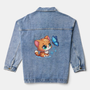 Chaqueta Vaquera Gatito/Gato lindo & mariposa 
