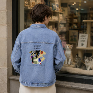 Chaqueta Vaquera Gatito negro Pincel Tarro Artista Gato Rosa