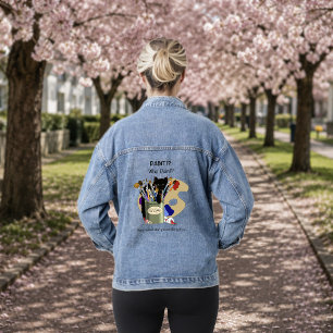 Chaqueta Vaquera Gatito negro Pincel Tarro Artista Gato Rosa