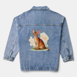 Chaqueta Vaquera Gato abisano rodeado de colores suaves y verde