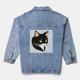 Chaqueta Vaquera Gato Blanco Y Negro Con Ojos Amarillos Brillantes