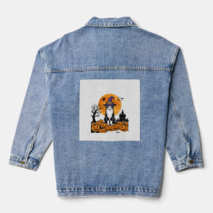 Chaqueta Vaquera Gato de Halloween Bruja Calabaza Vintage Espeluzna