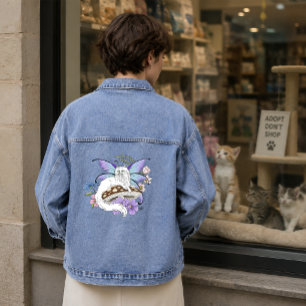 Chaqueta Vaquera Gato Hada Caprichoso Blanco Hongo Azul Fantasía