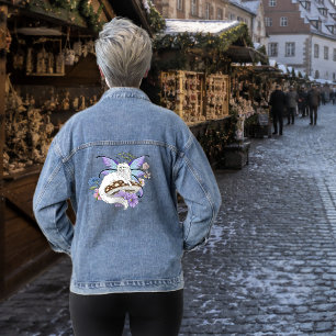 Chaqueta Vaquera Gato Hada Caprichoso Blanco Hongo Azul Fantasía