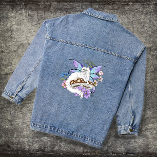 Chaqueta Vaquera Gato Hada Caprichoso Blanco Hongo Azul Fantasía