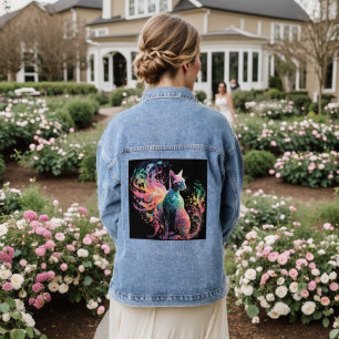 Chaqueta Vaquera Gato holográfico espectral: un prisma de elegancia