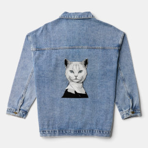 Chaqueta Vaquera Gato místico blanco y negro de Salem