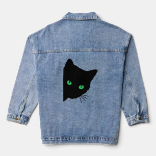 Chaqueta Vaquera gato negro con ojos verdes