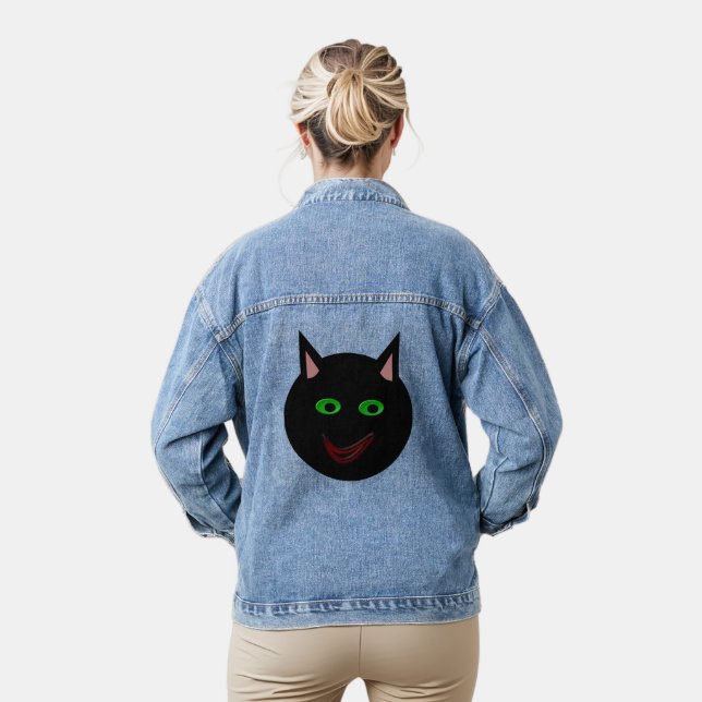 Chaqueta Vaquera Gato negro de Halloween (Modelo)