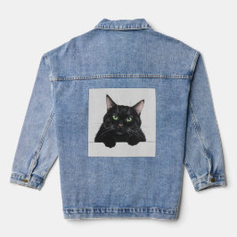 Chaqueta Vaquera Gato negro Denim Jacket Trendy Cute