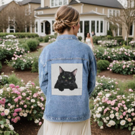 Chaqueta Vaquera Gato negro Denim Jacket Trendy Cute
