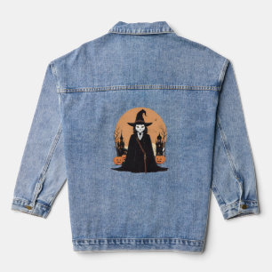Chaqueta Vaquera Gato negro místico salem con calabazas