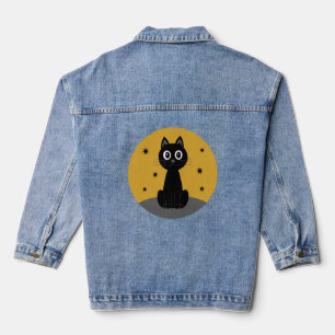 Chaqueta Vaquera Gato negro sentado viendo las estrellas