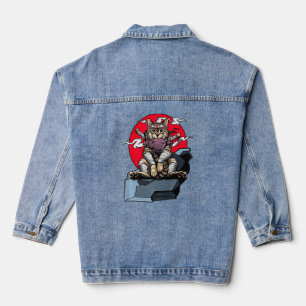 Chaqueta Vaquera Gato samurai guerrero japonés Katana Ninja Vi