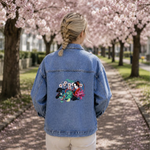 Chaqueta Vaquera Geisha asiática dragón flor de cerezo azul
