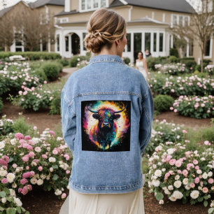 Chaqueta Vaquera Ghostly Grace: Vaca Highland espectral Holográfica