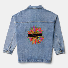 Chaqueta Vaquera Girasol leopardo brillante personalizado