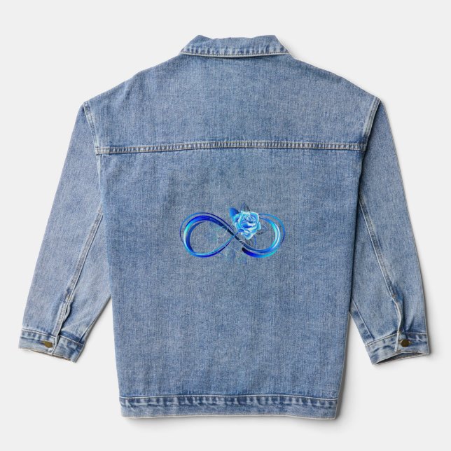 Chaqueta Vaquera Glowing infinity with blue rose (Reverso )