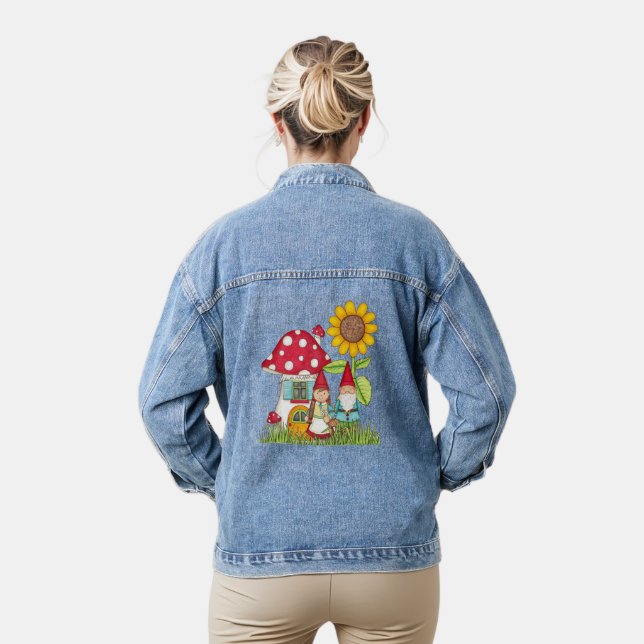 Chaqueta Vaquera Gnome Pareja Mushroom Hogar Mujeres de girasol (Modelo)