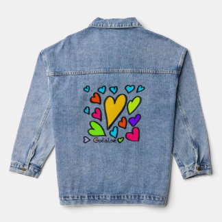 Chaqueta Vaquera God is Love with Hearts 
