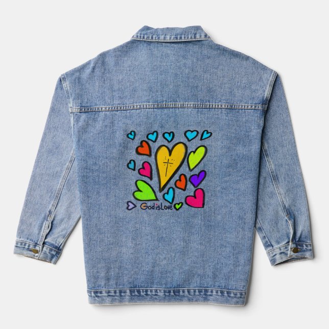 Chaqueta Vaquera God is Love with Hearts Cross (Reverso )