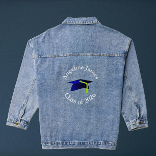 Chaqueta Vaquera gorra de graduación azul - clase de 2026-su nombre