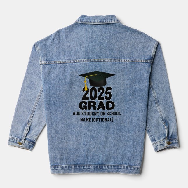 Chaqueta Vaquera Grad Cap Bold Clase 2025 Graduación (Reverso )