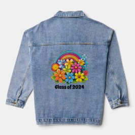 Chaqueta Vaquera Graduación arcoiris floral Denim Jacket