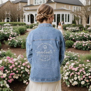 Chaqueta Vaquera Graduación Moderno Script Hearts Cap Monogram