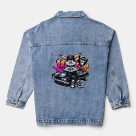 Chaqueta vaquera gráfica de conejo Cool Hip Hop