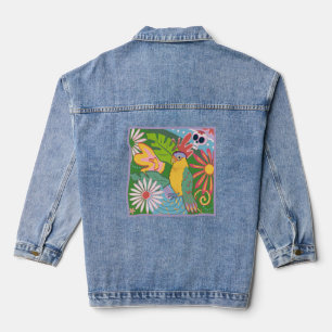 Chaqueta Vaquera Gráfico de Frida Kahlo Parrot