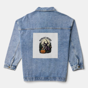 Chaqueta Vaquera Gráfico de travesuras vintage de bruja de Hallowee