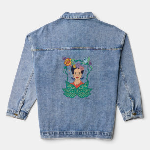 Chaqueta Vaquera Gráfico del marco floral de Frida Kahlo