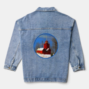 Chaqueta Vaquera Gran pintura de faro rojo - Arte original