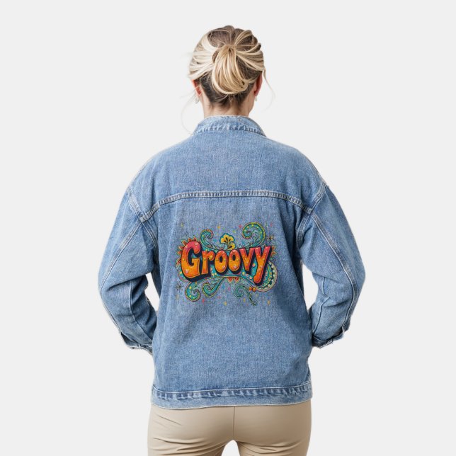 Chaqueta Vaquera Groovy Retro Psicodelic 70 Funky Arte Hippie (Modelo)