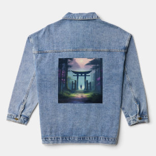Chaqueta Vaquera Guardián Samurai: Bosque místico con la puerta Tor