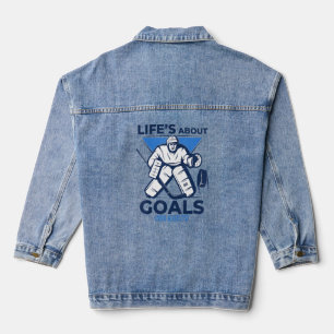Chaqueta Vaquera Guay Funny Life Goals and Assistes Ice Hockey Game