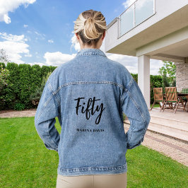 Chaqueta Vaquera Guión de nombre de oro negro 50 cumpleaños