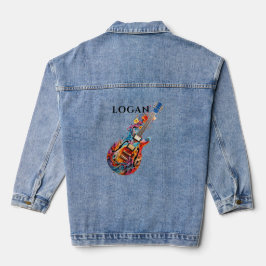 Chaqueta Vaquera Guitarra eléctrica de color agua brillante persona