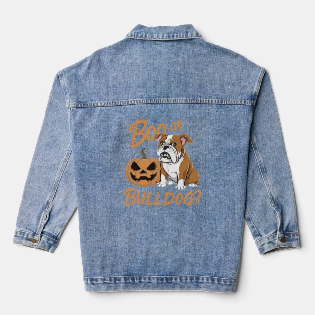 Chaqueta Vaquera Halloween, Bulldog personalizado: Arte pop (Reverso )