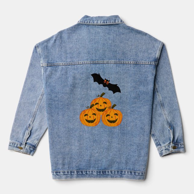 Chaqueta Vaquera Halloween es gracioso. Calabazas y un murciélago v (Reverso )