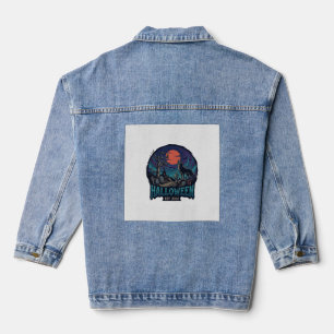 Chaqueta Vaquera Halloween Est Aullando Lobo Luna Roja Mano Zombie_