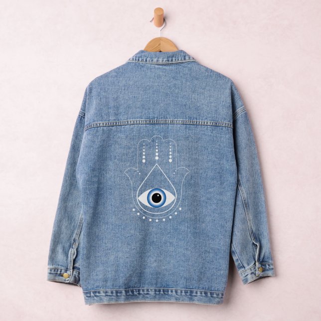Chaqueta Vaquera Hamsa Hand Greek Evil Eye Blue (Hangar)