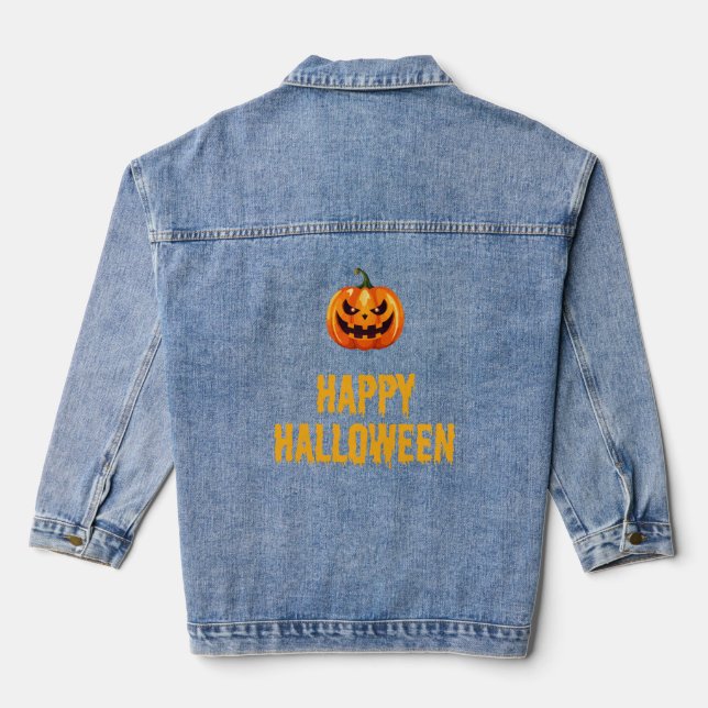 Chaqueta Vaquera Happy Halloween Pumpkin Face Denim Jacket (Reverso )