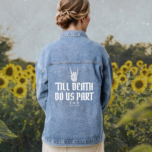 Chaqueta Vaquera Hasta La Muerte Nos Compromete El Personalizado Pa (Till Death Do Us Part Custom Skeleton Weddding Denim Jacket
)