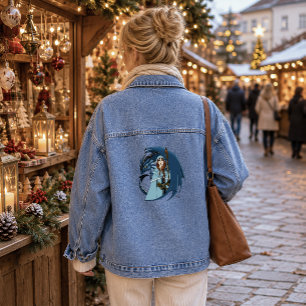 Chaqueta Vaquera Hechicera del Dragón Azul Copos de Nieve
