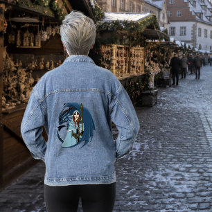 Chaqueta Vaquera Hechicera del Dragón Azul Copos de Nieve